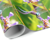 ティール（緑がかった色）&パープルドラゴンフライ ラッピングペーパー (ロールコーナー)