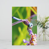 ティール（緑がかった色）&パープルドラゴンフライ 便箋 (スタンド正面)