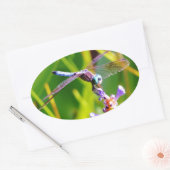 ティール(緑がかった色)&パープルドラゴンフライ 楕円形シール (封筒)