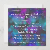 ティール（緑がかった色）パープルニューイヤーエブマスカレードパーティー 招待状 (裏面)