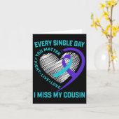 ティール（緑がかった色）パープルハートことわざのいとこの自殺認識度 カード (黄色い花)