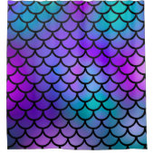 ティール（緑がかった色）パープルピンクブルーマーメイドはかりで測ファンタジー魚 シャワーカーテン (正面)