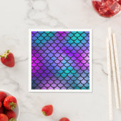ティール（緑がかった色）パープルピンクブルーマーメイドはかりで測ファンタジー魚 スタンダードカクテルナプキン (インサイチュ)