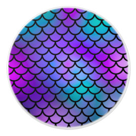 ティール（緑がかった色）パープルピンクブルーマーメイドはかりで測ファンタジー魚 セラミックノブ