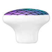 ティール（緑がかった色）パープルピンクブルーマーメイドはかりで測ファンタジー魚 セラミックノブ (側面)