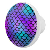 ティール（緑がかった色）パープルピンクブルーマーメイドはかりで測ファンタジー魚 セラミックノブ (右)