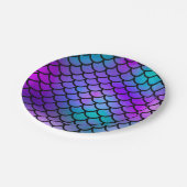 ティール（緑がかった色）パープルピンクブルーマーメイドはかりで測ファンタジー魚 ペーパープレート (アングル)