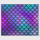ティール（緑がかった色）パープルピンクブルーマーメイドはかりで測ファンタジー魚 ラッピングペーパー (フラット)