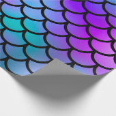 ティール（緑がかった色）パープルピンクブルーマーメイドはかりで測ファンタジー魚 ラッピングペーパー (角)