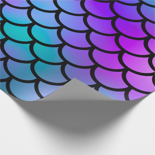 ティール（緑がかった色）パープルピンクブルーマーメイドはかりで測ファンタジー魚 ラッピングペーパー (角)