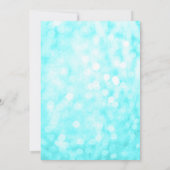 ティール（緑がかった色）パープルフェイクグリッターライツガールベビーシャワー 招待状 (裏面)