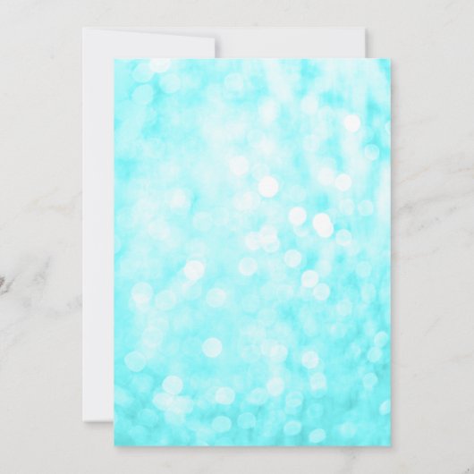 ティール（緑がかった色）パープルフェイクグリッターライツガールベビーシャワー 招待状 (裏面)