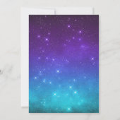 ティール（緑がかった色）パープルフェザージュエルマスクマスカレード招待状 招待状 (裏面)