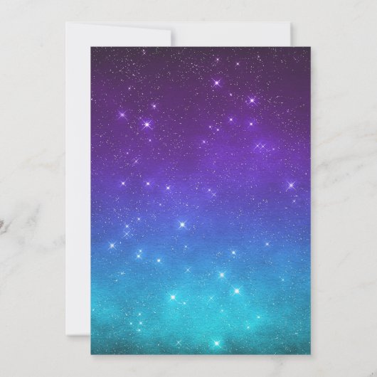 ティール（緑がかった色）パープルフェザージュエルマスクマスカレード招待状 招待状 (裏面)