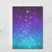 ティール（緑がかった色）パープルフェザーマスクマスカレード誕生日2 招待状 (裏面)