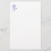 ティール（緑がかった色）&パープルフラワー、DIY名&メッセージ 便箋 (裏面)