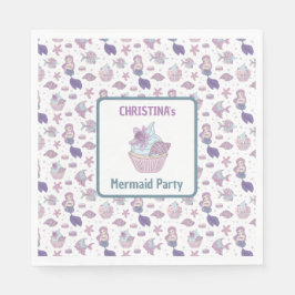 ティール（緑がかった色）パープルマーメイドバースデーパーティーシーテーマ スタンダードランチョンナプキン