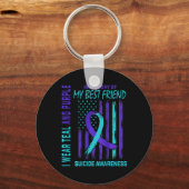 ティール(緑がかった色)パープル自殺認識度フラグ最高のフレンドCk キーホルダー (正面)