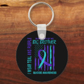 ティール(緑がかった色)パープル自殺認識度フラッグ兄Ck キーホルダー (正面)