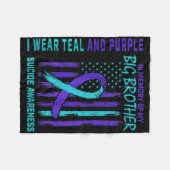 ティール(緑がかった色)パープル自殺認識度フラッグ兄Ck フリースブランケット (正面(横))