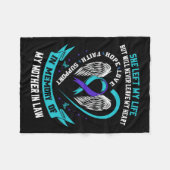 ティール（緑がかった色）パープル自殺認識度ワイシャツ義母 フリースブランケット (正面(横))