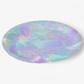 ティール（緑がかった色）&パープル虹色デザイン ペーパープレート (アングル)