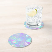 ティール（緑がかった色）&パープル虹色デザイン ラウンドペーパーコースター (インサイチュ)