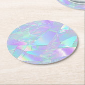 ティール（緑がかった色）&パープル虹色デザイン ラウンドペーパーコースター (アングル)