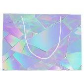 ティール（緑がかった色）&パープル虹色デザイン ラージペーパーバッグ (裏面)