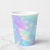 ティール（緑がかった色）&パープル虹色デザイン 紙コップ (正面)