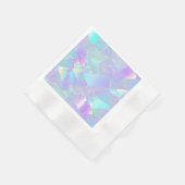 ティール（緑がかった色）&パープル虹色デザイン 縁ありカクテルナプキン (角)