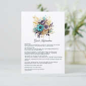 ティール（緑がかった色）、パープル、金ゴールドフローラ結婚ズゲスト詳細 エンクロージャーカード (スタンド正面)