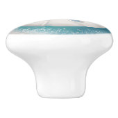 ティール（緑がかった色）ヒトデとサンドドルビーチイ セラミックノブ (側面)