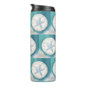 ティール（緑がかった色）ヒトデとサンドドルビーチイ タンブラー (回転右)