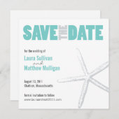 ティール（緑がかった色）ヒトデ結婚式の保存日付 セーブザデート (正面/裏面)