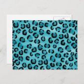 ティール（緑がかった色）ヒョウ印刷パターン。 ポストカード (正面/裏面)