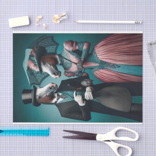 ティール（緑がかった色）ビクトリアンピンクスーツのドレスウズデコップページ 薄葉紙 (クラフト)