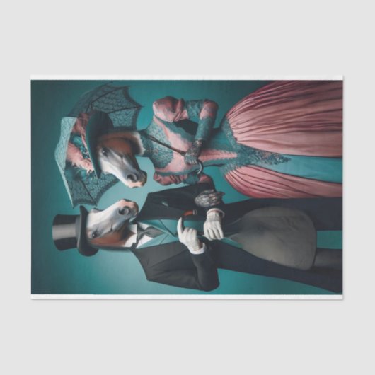 ティール(緑がかった色)ビクトリアンピンクスーツのドレスウズデコップページ 薄葉紙 (正面)