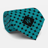 ティール（緑がかった色）ビジネスサークルモノグラム ネクタイ (ロール)