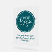 ティール(緑がかった色)ビジネスロゴとプロモーション文字 アクリルサイン (傾斜)