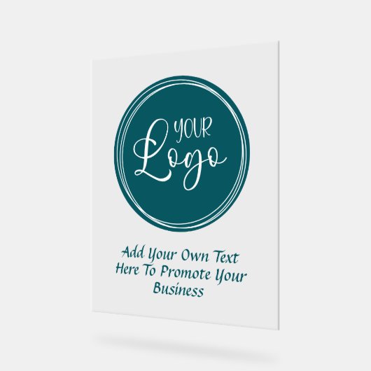 ティール(緑がかった色)ビジネスロゴとプロモーション文字 アクリルサイン (傾斜)