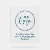 ティール(緑がかった色)ビジネスロゴと販促文字 アクリルサイン (正面)