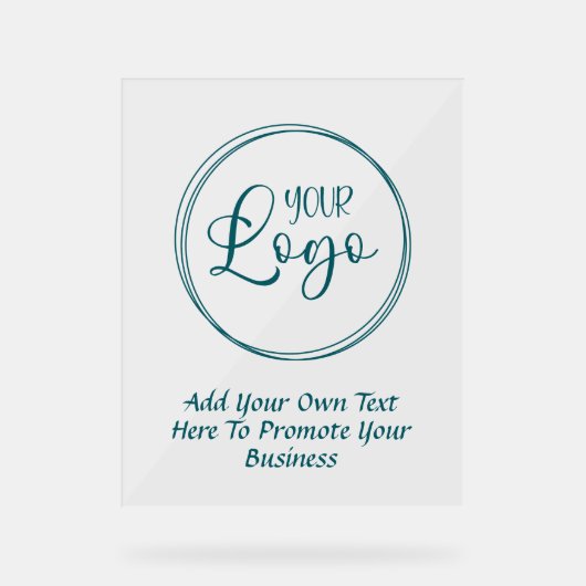 ティール(緑がかった色)ビジネスロゴと販促文字 アクリルサイン (正面)