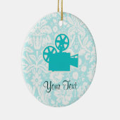 ティール(緑がかった色)ビデオカメラ セラミックオーナメント (右)