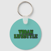 ティール(緑がかった色)ビーガンライフスタイルキーチェーン キーホルダー (正面)