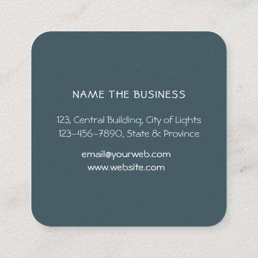 ティール(緑がかった色)ビーチウォーターカラー抽象芸術(ばちゃばちゃ)跳ねるアートスクアール スクエア名刺 (裏面)