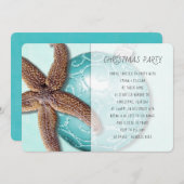 ティール（緑がかった色）ビーチトロピカルクリスマスパーティの招待状 招待状 (正面/裏面)