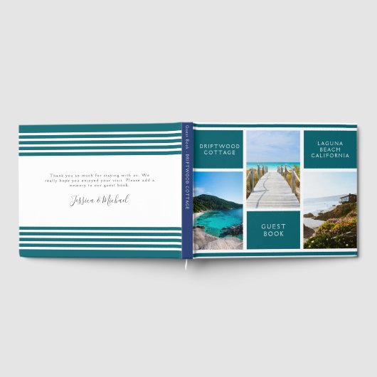 ティール(緑がかった色)ビーチハウスゲストハウスバケーションコメント ゲストブック (全面)