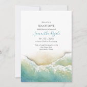 ティール(緑がかった色)ビーチブライダルシャワー招待状 | シーショア 招待状 (正面)