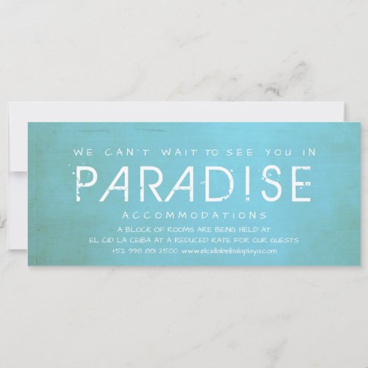 ティール（緑がかった色）ビーチメキシコの搭乗券結婚であなたを見る 招待状 (裏面)